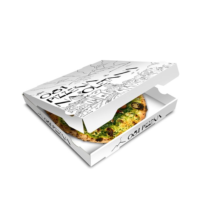 081 PIZZERIA NAPOLETANA - Pizza Box White Paper - 1col - 32x32x4 - 12.5x12.5x1.5 - 100 pz