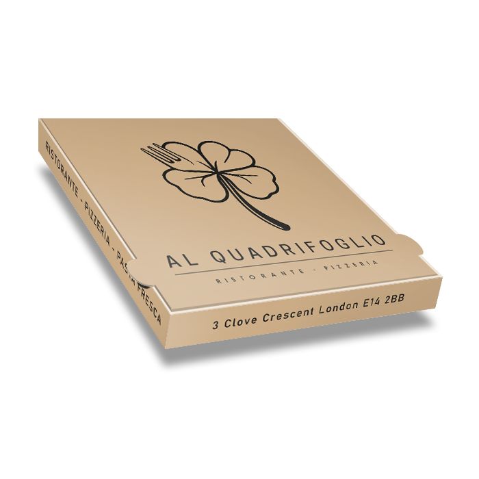 AL QUADRIFOGLIO - Pizza Box Brown Paper - 1col - 32x32x4 - 12.5x12.5x1.5 - 100 pz