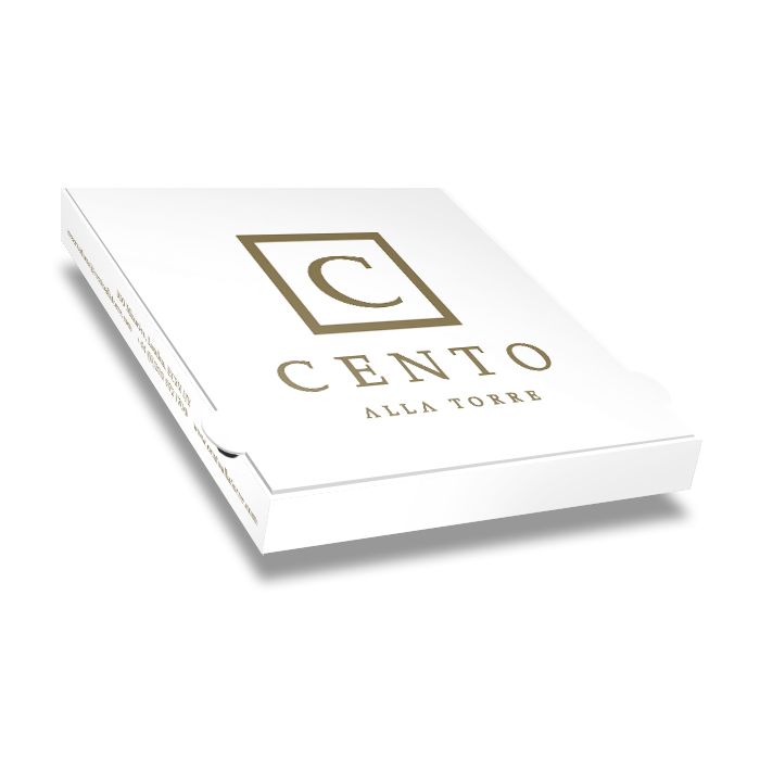 CENTO ALLA TORRE - Pizza Box White Paper - 1col - 31x31x4 - 12x12x1.5inch - 100 pz
