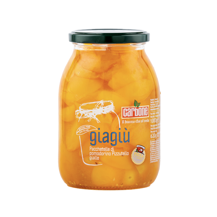 CARBONE - Yellow Tomato Giagiu *Pizzutello a Pacchetelle* Halves in Water - 1062ml