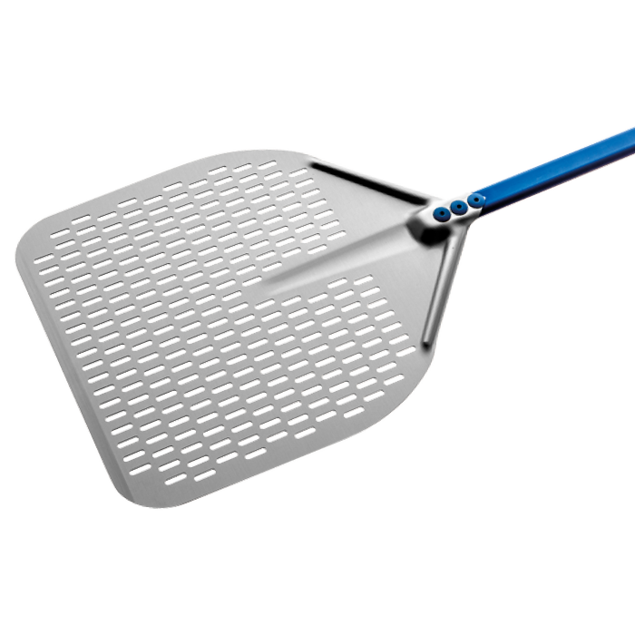GIMETAL - Stainless Steel Perforated Rectangular Pizza Peel - 45x45x150cm