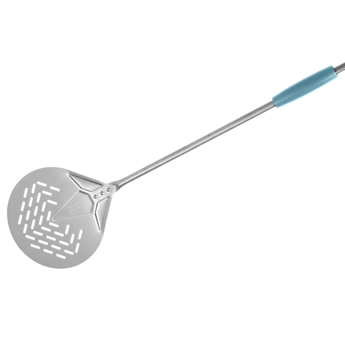 GIMETAL - Stainless Steel Round Perforated Small Pizza Peel - 23x150cm