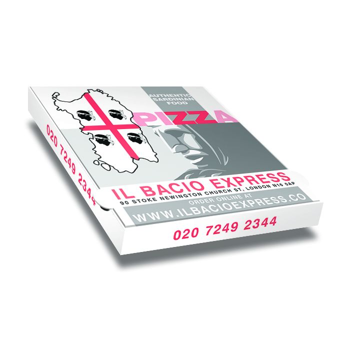BACIO EXPRESS - Pizza Box White Paper - 2col - 32x32x4 - 12.5x12.5x1.5inch - 100 pz