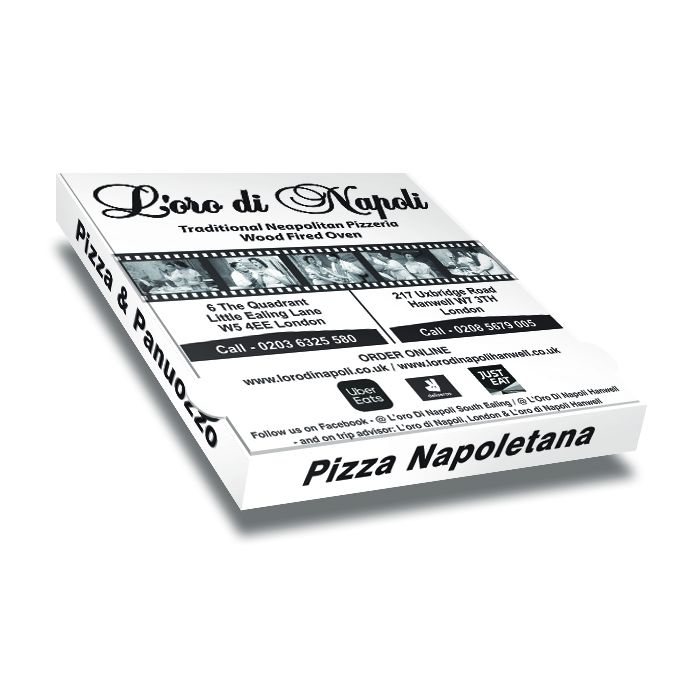 L'ORO DI NAPOLI - Pizza Box - 1col - 32x32x4 - 12.5x12.5x1.5 - 100 pz