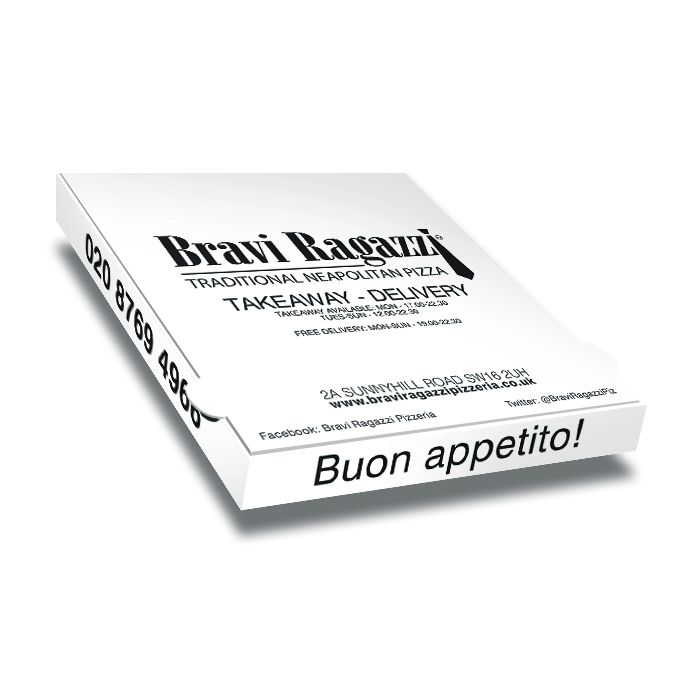 BRAVI RAGAZZI - Pizza Box White Paper - 1col - 32x32x4 - 12inch - 100pz