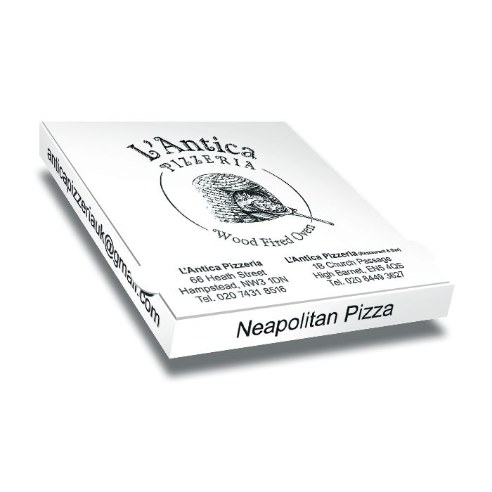 ANTICA PIZZERIA - Pizza Box White Paper - 1col - 32x32x4 - 12.5x12.5x1.5 inch - 100 pz