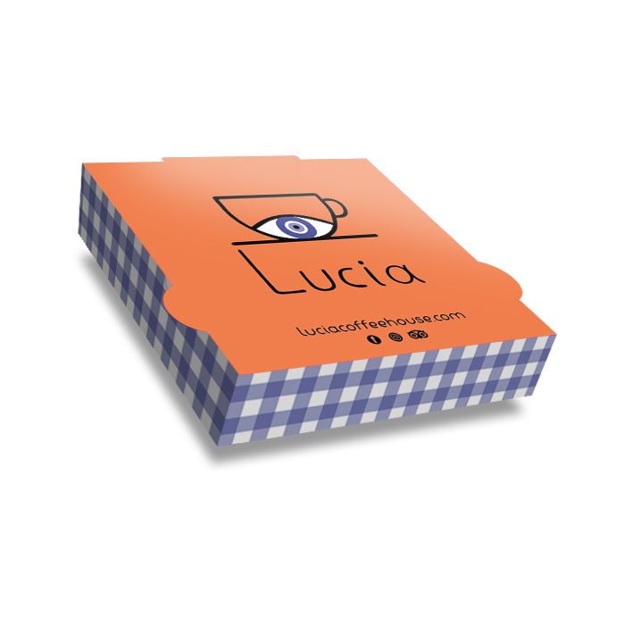 LUCIA COFFE - Pizza Box White Paper - 3col - 18x18x4 - 7x7x1.5inch - 100 pz