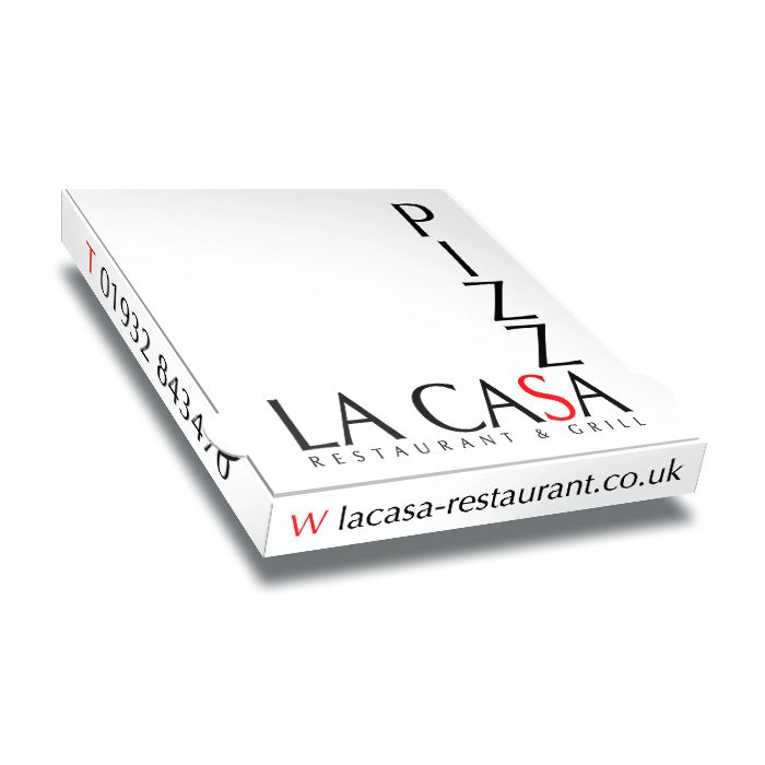 LA CASA - Pizza Box White Paper - 2col - 32x32x4  12.5x12.5x1.5inch - 100 pz