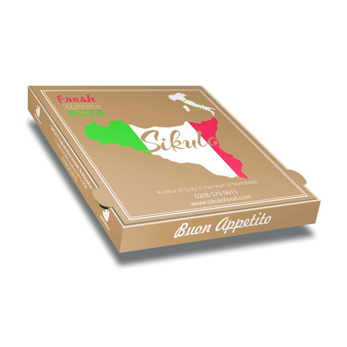 SIKULO - Pizza Box Brown Paper - 3col - 32x32x4 - 12.5x12.5x1.5 inch - 100 pz