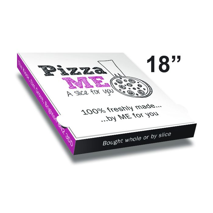 PIZZA ME - Pizza Box White Paper - 2col - 46x46x4.2 - 18x18x1.5inch - 50 pz