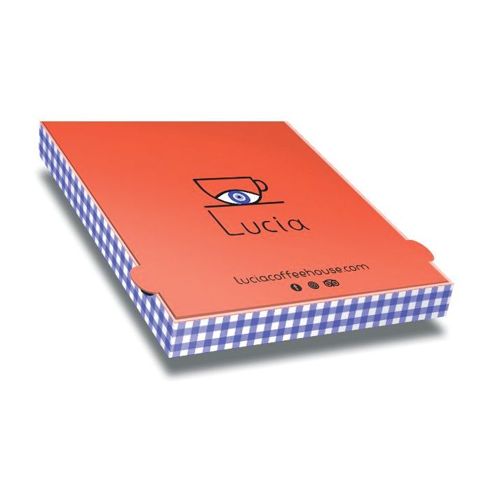 LUCIA COFFE - Pizza Box White Paper - 3col - 32x32x4  12.5x12.5x1.5inch - 100 pz