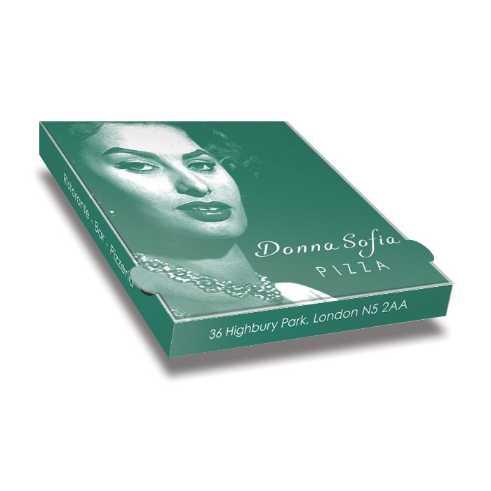 DONNA SOFIA - Pizza Box White Paper - 1col - 32x32x4 - 12.5x12.5x1.5inch - 100 pz