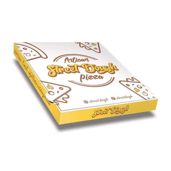 ARTISAN STREET DOUGH - Pizza Box White Paper - 2col -12.5x12.5x1.5 - 100Pcs