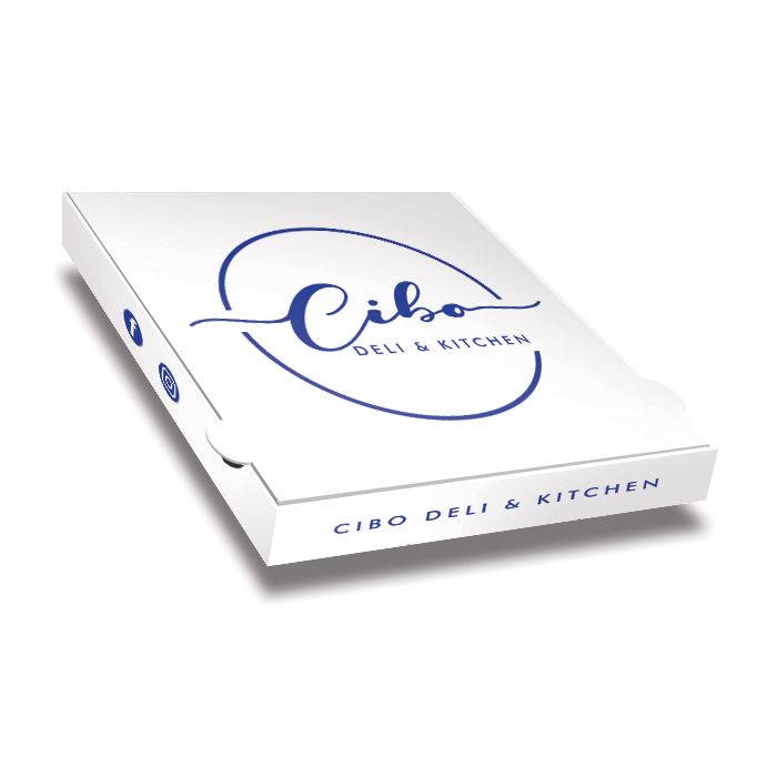 CIBO DELI & KITCHEN - Pizza Box White Paper - 1col - 18x18x4 - 7inch - 100pz