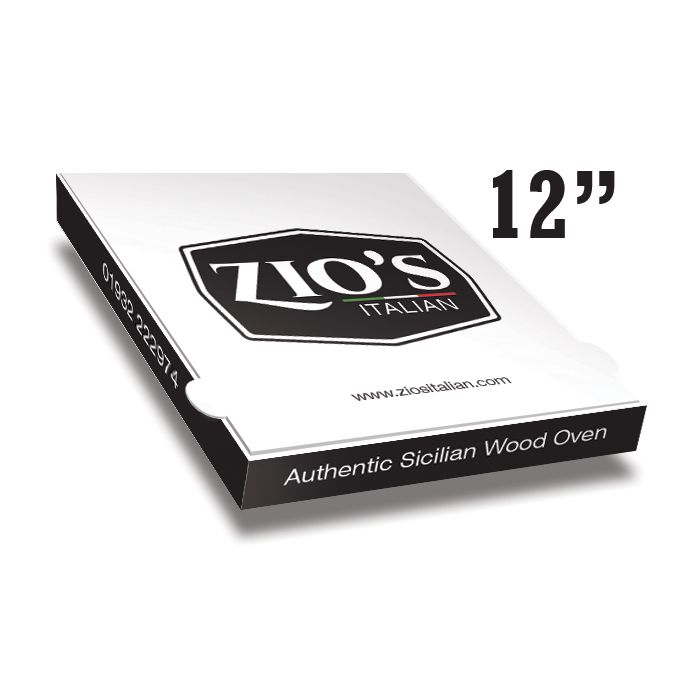 ZIO'S - Pizza Box White Paper - 3col - 32x32x4 - 12.5x12.5x1.5inch - 100 pz