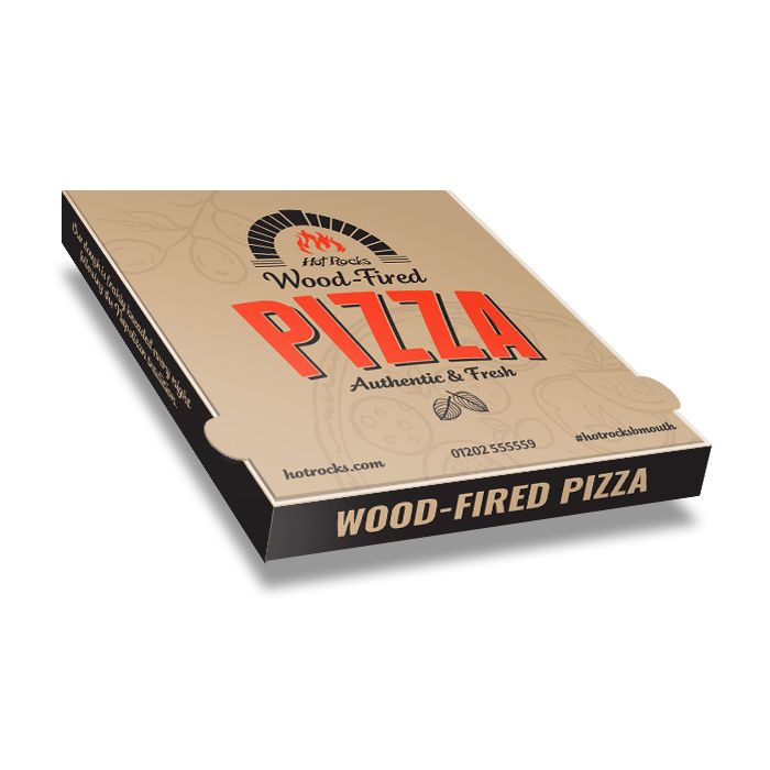 HOT ROCKS - Pizza Box Brown Paper - 3col - 32x32x4 - 12.5x12.5x1.5 - 100 pz