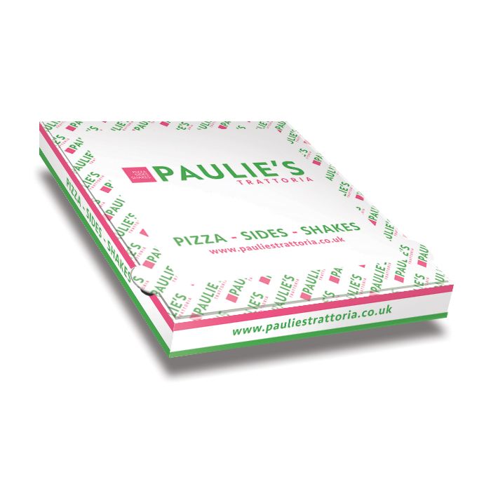 PAULIES - Pizza Box White Paper - 2col - 32x32x4 - 12.5x12.5x1.5inch - 100 pz