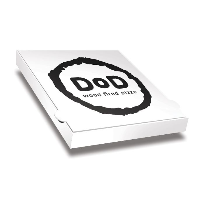 DOD PIZZA - Pizza Box White Paper - 1col - 32x32x4 - 12.5x12.5x1.5 - 100 pz