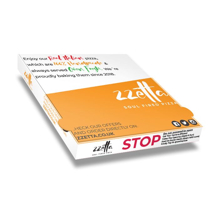 ZZETTA - Pizza Box White Paper - 4col - 32x32x4 - 12.5x12.5x1.5 inch - 100 pz