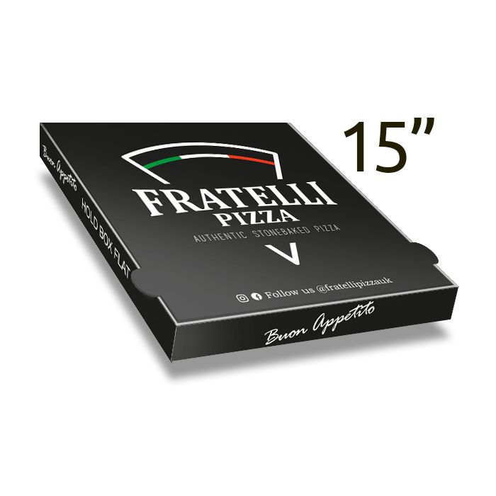 FRATELLI PIZZA - Pizza Box White Paper - 3col - 40x40x4 - 16x16x1.5inch - 100 pz