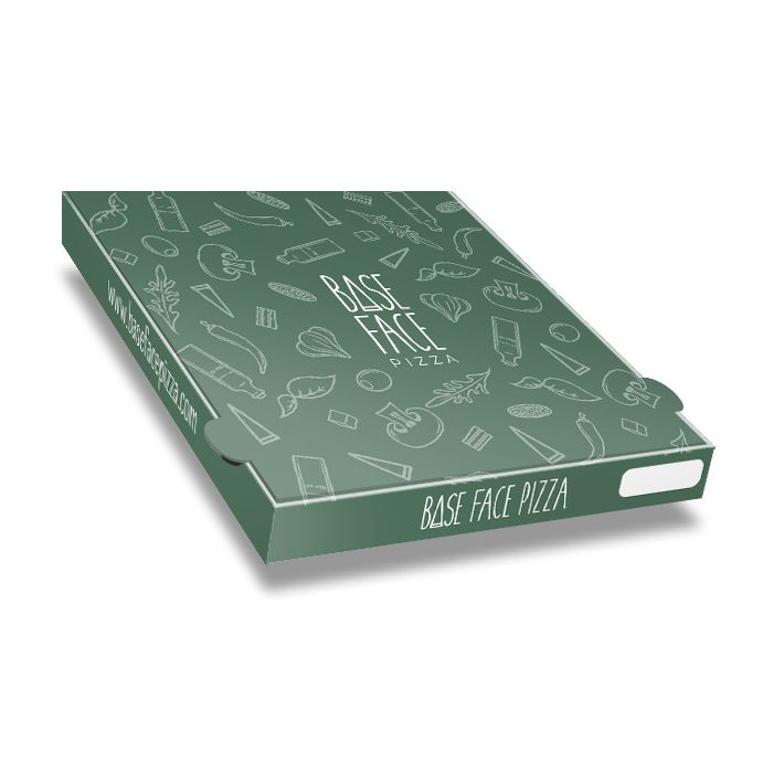 BASE FACE PIZZA - Pizza Box White Paper - 1col - 31x31x4 - 12x12x1.5inch - 100 pz