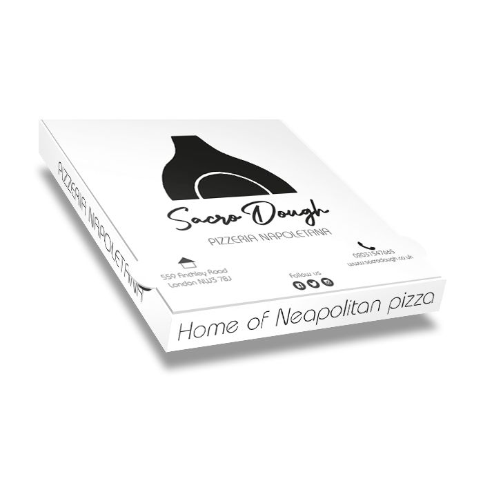 SACRO DOUGH - Pizza Box White Paper - 1col - 32x32x4 - 12.5x12.5x1.5inch - 100 pz