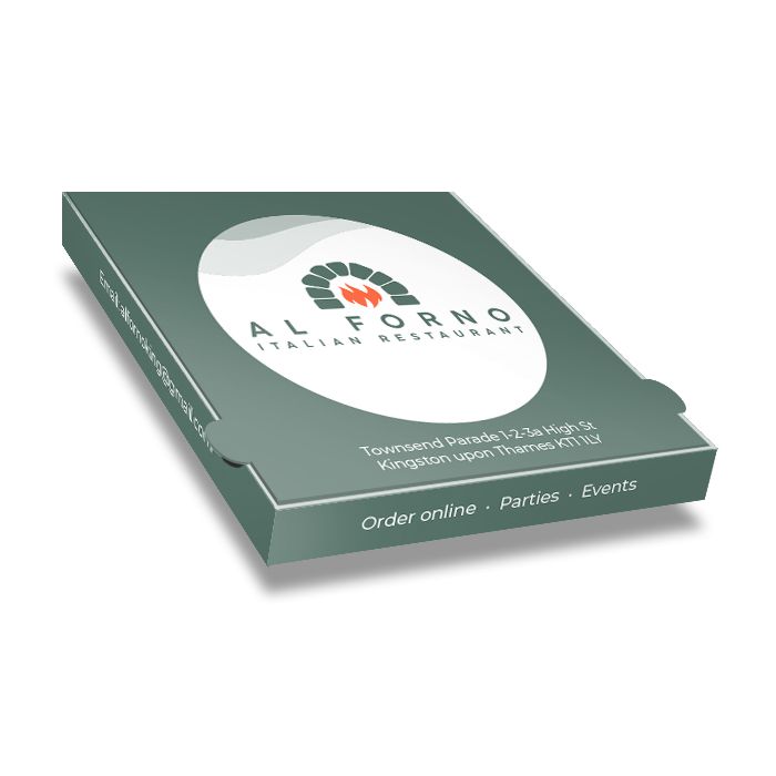 AL FORNO KINGSTON - Pizza Box White Paper - 2col - 32x32x4 - 12.5x12.5x1.5 - 100 pz
