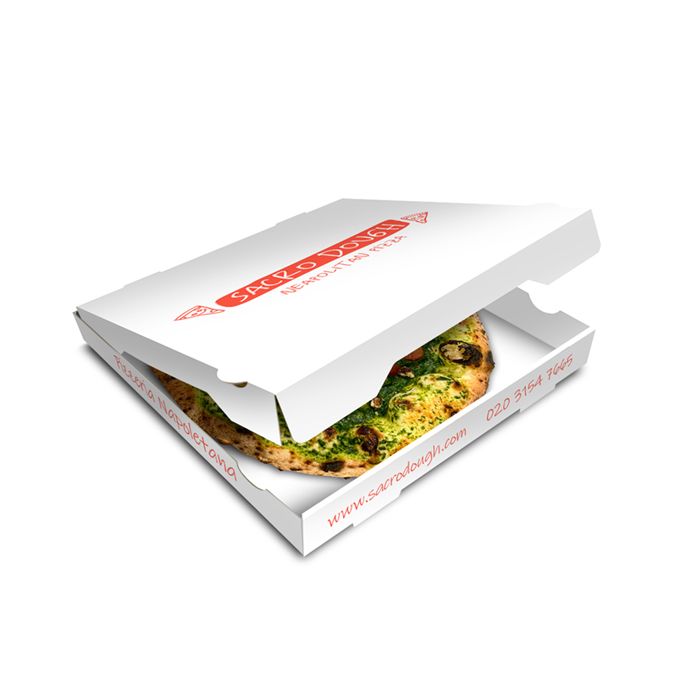 SACRO DOUGH - Pizza Box White Paper - 1col - 30x30x4 - 11.7x11.7x1.5 - 100 pz