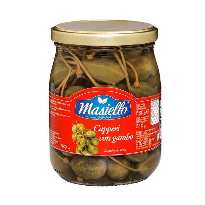 MASIELLO - Capers with Stem in Vinegar - 580gr