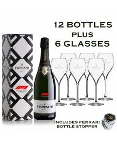 PROMO 12 BOTTLES SPUMANTE BRUT + 6 GLASSES - FERRARI