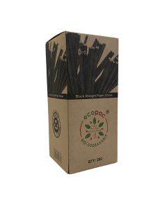 ECOPAC - Straws Black Paper Straight - 250's