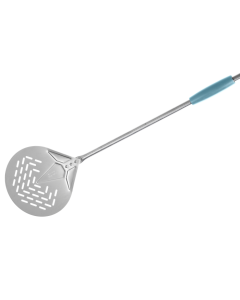 GIMETAL - Stainless Steel Round Perforated Small Pizza Peel - 23x150cm