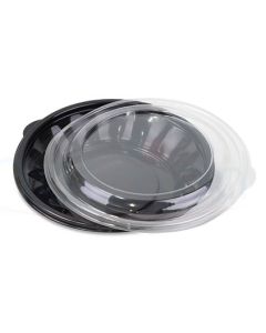 Salad large Black Plastic Bowl with Lid - 1000ml - 75pcs