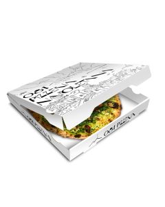 081 PIZZERIA NAPOLETANA - Pizza Box White Paper - 1col - 32x32x4 - 12.5x12.5x1.5 - 100 pz