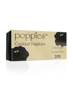 poppies black cocktail napkins 2 ply