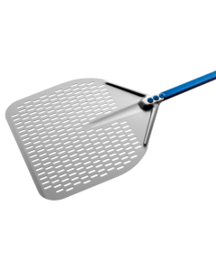 GIMETAL - Stainless Steel Perforated Rectangular Pizza Peel - 45x45x150cm