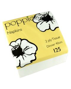 POPPIES - Napkins White 2PLY & 40CM" - 16x125's 2000pcs